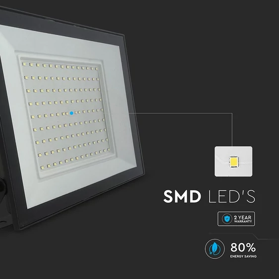 V-TAC FN-széria LED reflektor 100W hideg fehér, fekete házzal - SKU 23982