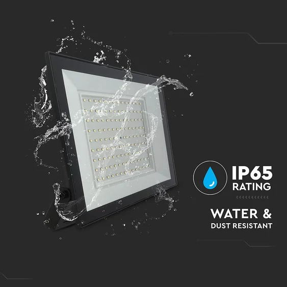 V-TAC FN-széria LED reflektor 100W hideg fehér, fekete házzal - SKU 23982
