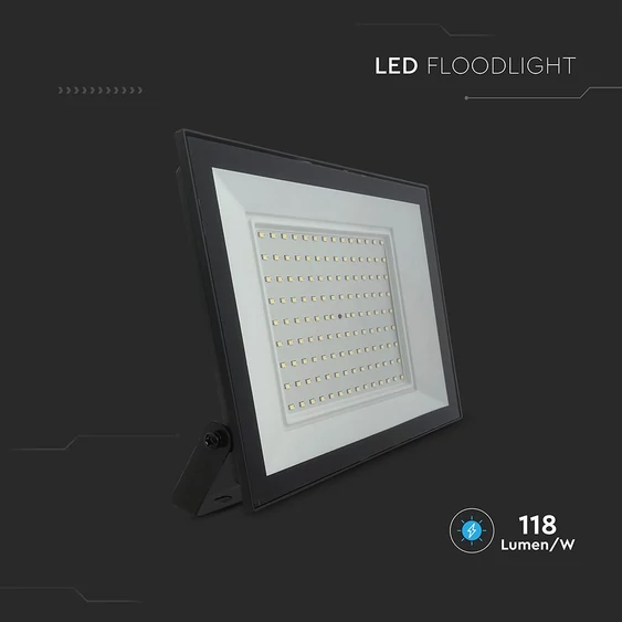 V-TAC FN-széria LED reflektor 100W hideg fehér, fekete házzal - SKU 23982