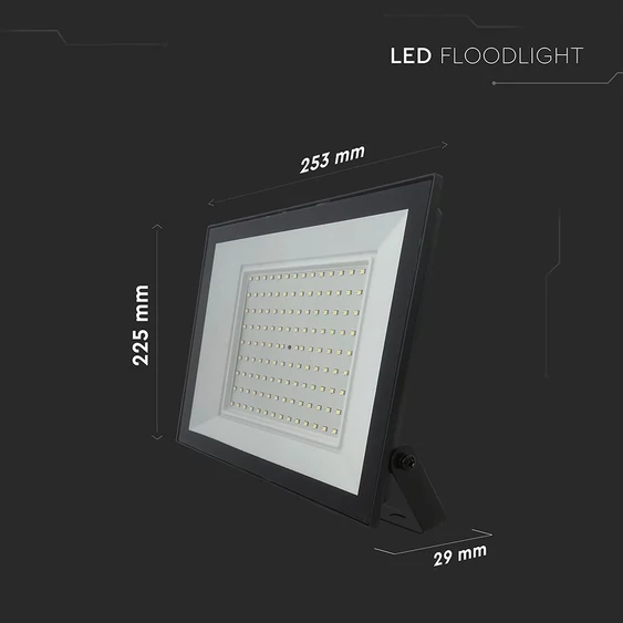 V-TAC FN-széria LED reflektor 100W meleg fehér, fekete házzal - SKU 23992