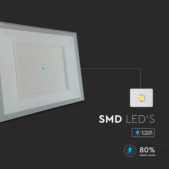 V-TAC FN-széria LED reflektor 200W hideg fehér, fehér házzal - SKU 23978