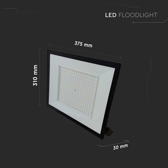 V-TAC FN-széria LED reflektor 200W hideg fehér, fekete házzal - SKU 23977