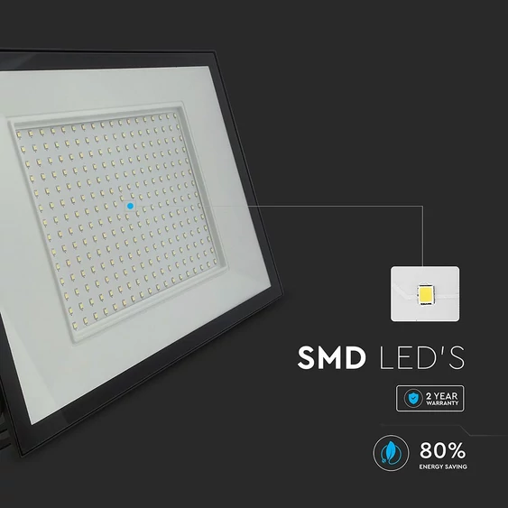 V-TAC FN-széria LED reflektor 200W hideg fehér, fekete házzal - SKU 23977