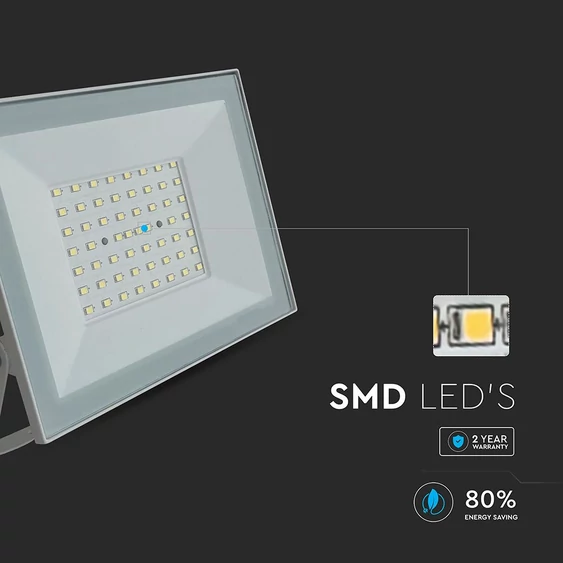 V-TAC FN-széria LED reflektor 50W hideg fehér, fehér házzal - SKU 23989