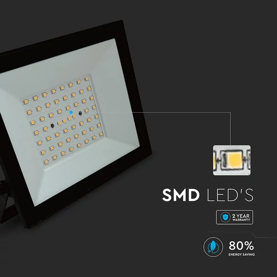 V-TAC FN-széria LED reflektor 50W természetes fehér, fekete házzal - SKU 23988