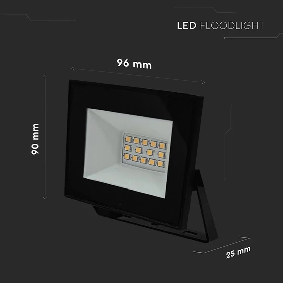 V-TAC FN-széria mini LED reflektor 10W hideg fehér, fekete házzal - SKU 23974