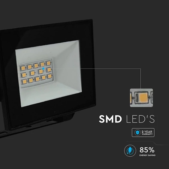 V-TAC FN-széria mini LED reflektor 10W hideg fehér, fekete házzal - SKU 23974