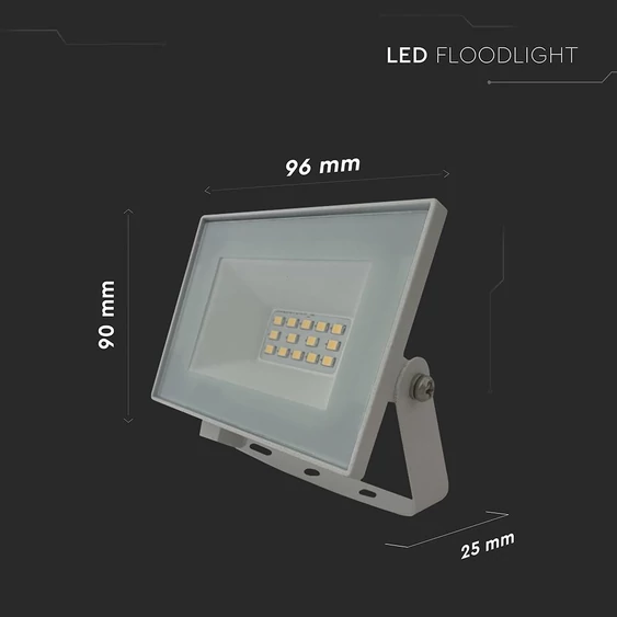 V-TAC FN-széria mini LED reflektor 10W természetes fehér, fehér házzal - SKU 23971