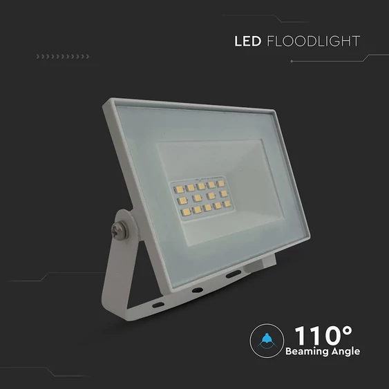 V-TAC FN-széria mini LED reflektor 10W természetes fehér, fehér házzal - SKU 23971