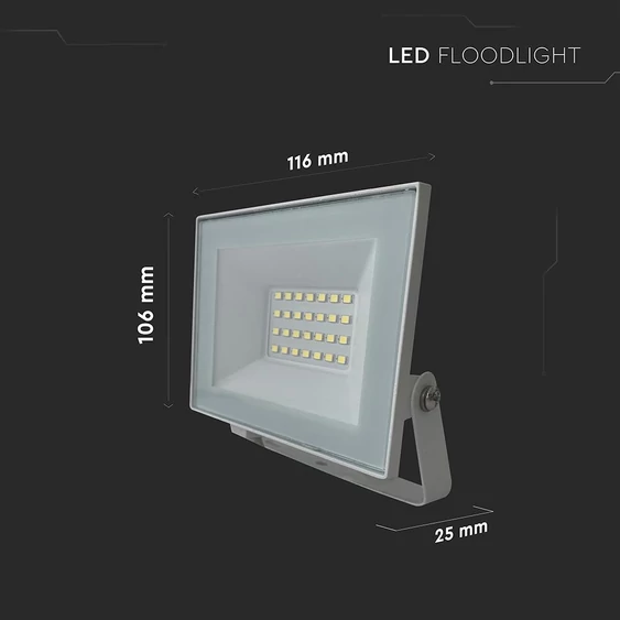 V-TAC FN-széria mini LED reflektor 20W hideg fehér, fehér házzal - SKU 23985