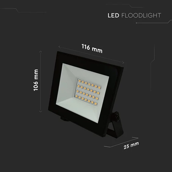 V-TAC FN-széria mini LED reflektor 20W hideg fehér, fekete házzal - SKU 23986