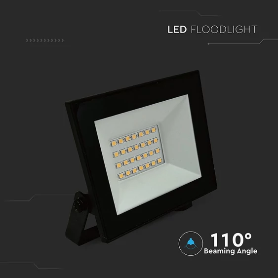 V-TAC FN-széria mini LED reflektor 20W hideg fehér, fekete házzal - SKU 23986