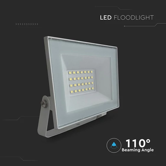 V-TAC FN-széria mini LED reflektor 20W természetes fehér, fehér házzal - SKU 23983