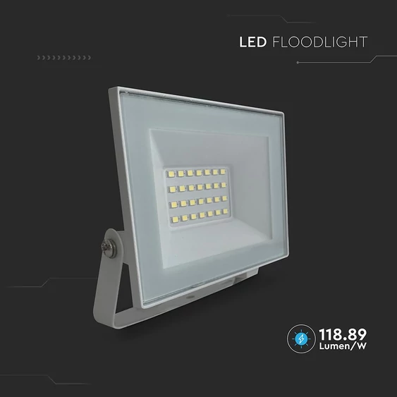 V-TAC FN-széria mini LED reflektor 20W természetes fehér, fehér házzal - SKU 23983