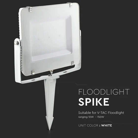 V-TAC földbe szúrható 50W és 150W közötti LED reflektor tartó kerti konzol - fehér - SKU 7537