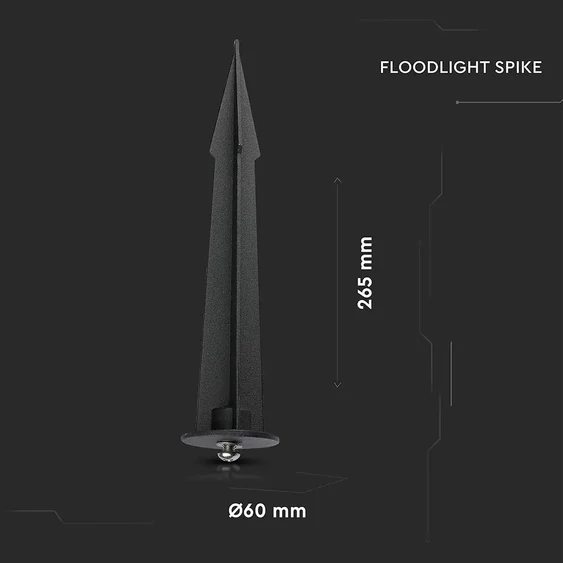 Floodlight Spike Black D60 H265