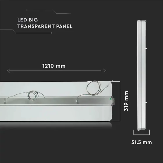 V-TAC függeszthető dimmelhető átlátszó LED lámpa panel 40W 121cm természetes fehér - SKU 6458