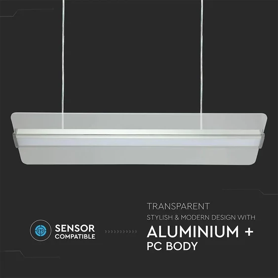 V-TAC függeszthető dimmelhető átlátszó LED lámpa panel 40W 121cm természetes fehér - SKU 6458