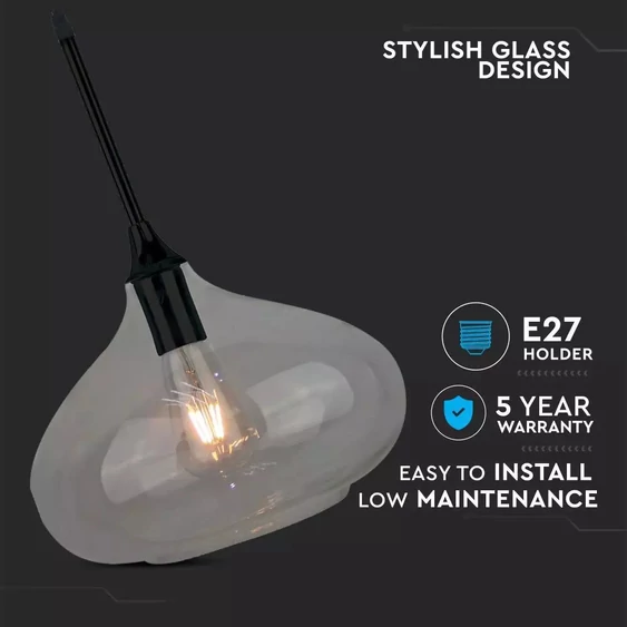 Pendant Light Modern Black Glass Sleek   Ф280мм
