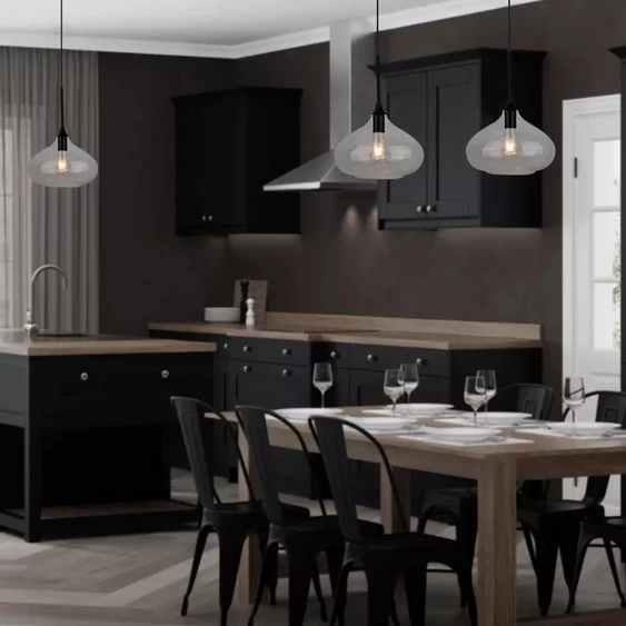 Pendant Light Modern Black Glass Sleek   Ф280мм