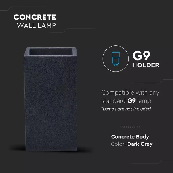 G9*2 25W LED Concrete Wall Lamp  Dark Grey IP20