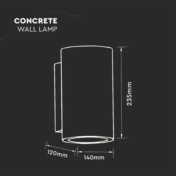 GU10 35W LED Concrete Wall Lamp Dark Grey IP20