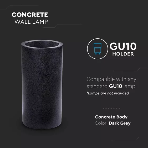 GU10 35W LED Concrete Wall Lamp Dark Grey IP20