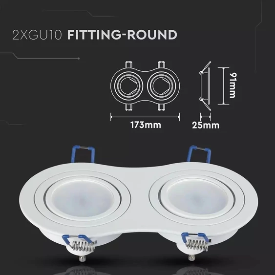 2*GU10 Fitting Round White