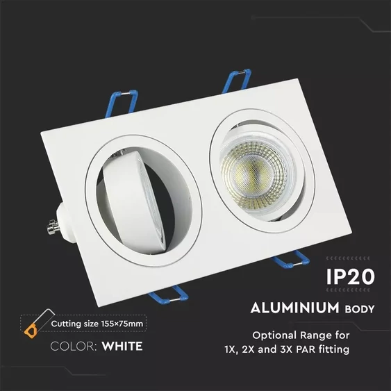 2*GU10 Fitting Square White