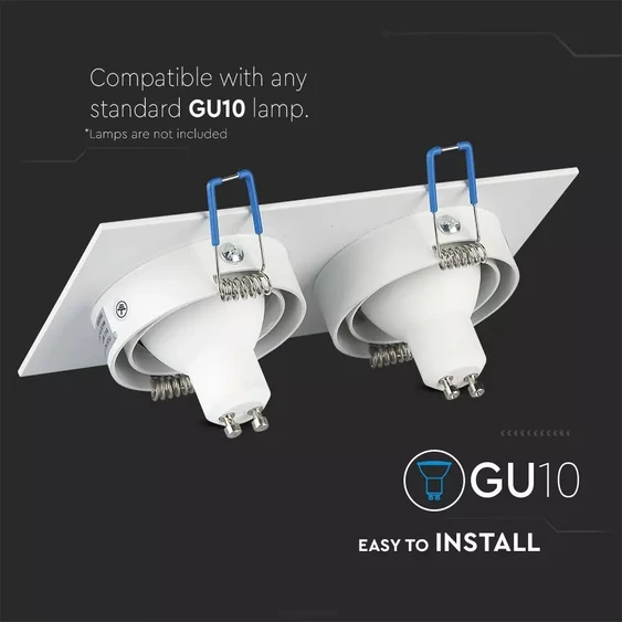 2*GU10 Fitting Square White