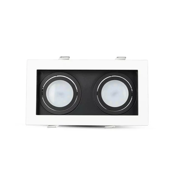 V-TAC GU10 LED 2 foglalatos spotlámpa keret, fehér billenthető lámpatest - SKU 8877