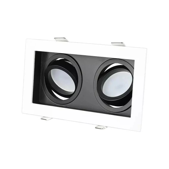 V-TAC GU10 LED 2 foglalatos spotlámpa keret, fehér billenthető lámpatest - SKU 8877