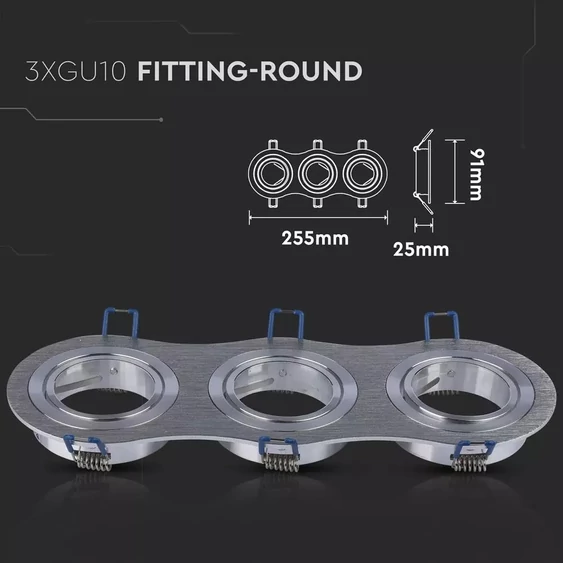 3*GU10 Fitting Round Aluminium Brush