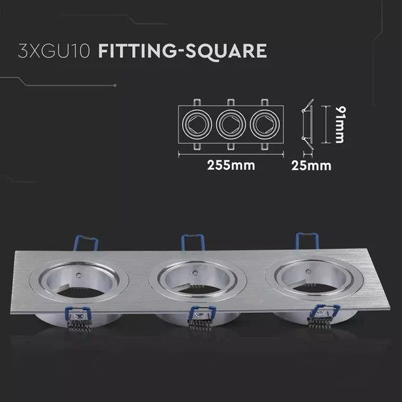 3*GU10 Fitting Square Aluminium Brush