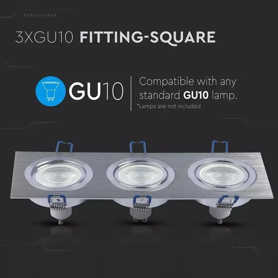 3*GU10 Fitting Square Aluminium Brush