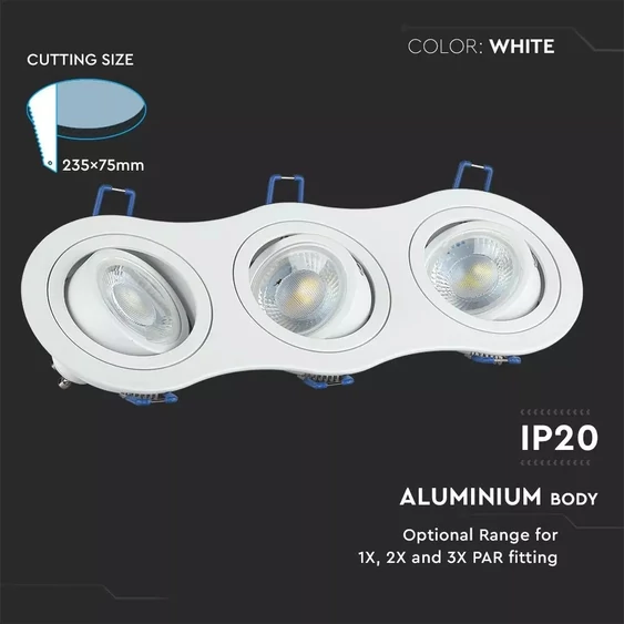 3*GU10 Fitting Round White