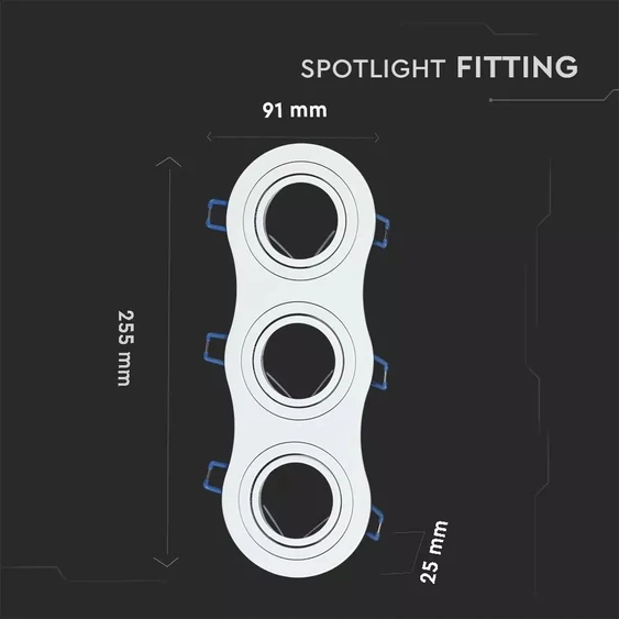 3*GU10 Fitting Round White