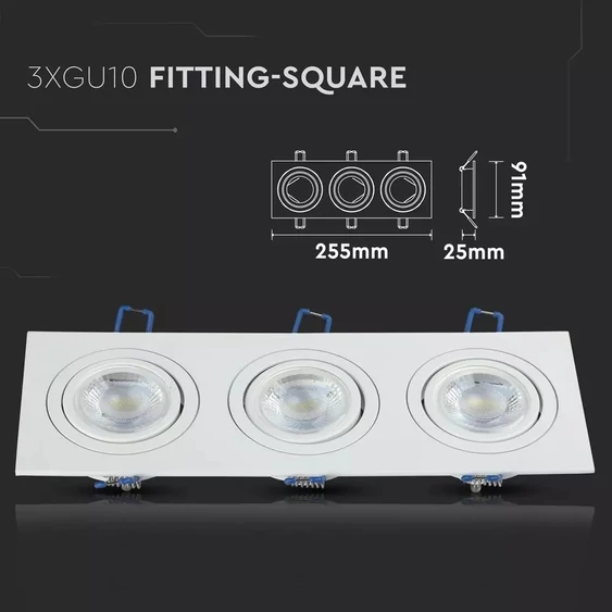 3*GU10 Fitting Square White