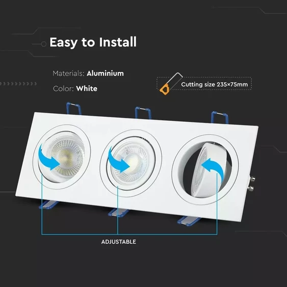3*GU10 Fitting Square White