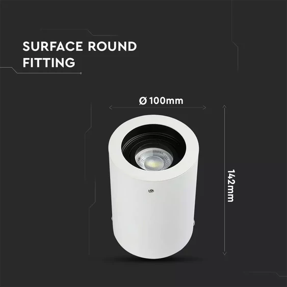 GU10 Fitting Surface Round White