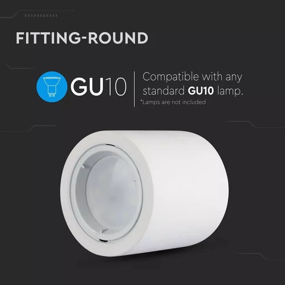 GU10 Fitting Round Gypsum With Aluminium Ring White