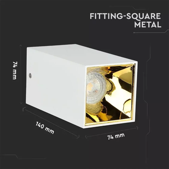 GU 10 Fitting Square White + Gold