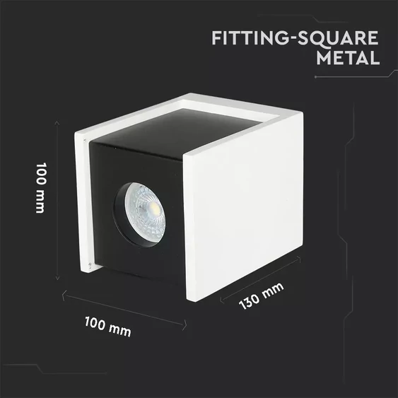 GU 10 Fitting Gypsum Surface With Gun Black Bottom Square