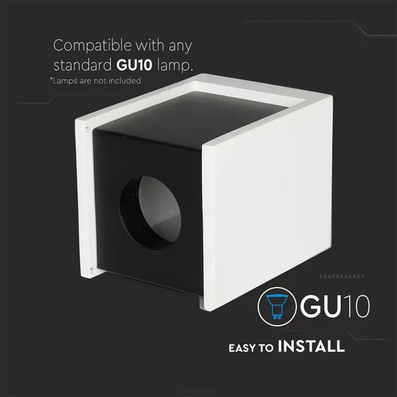 GU 10 Fitting Gypsum Surface With Gun Black Bottom Square