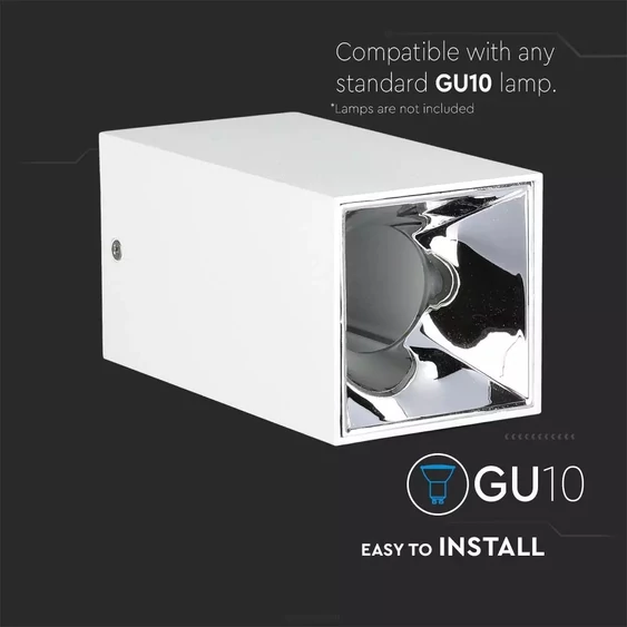 GU 10 Fitting Square White + Chrome