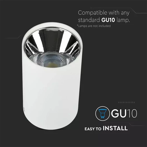 GU 10 Fitting Round White + Chrome