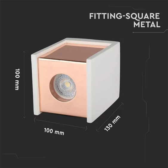 GU 10 Fitting Gypsum Surface With Matt Rose Gold Bottom Square