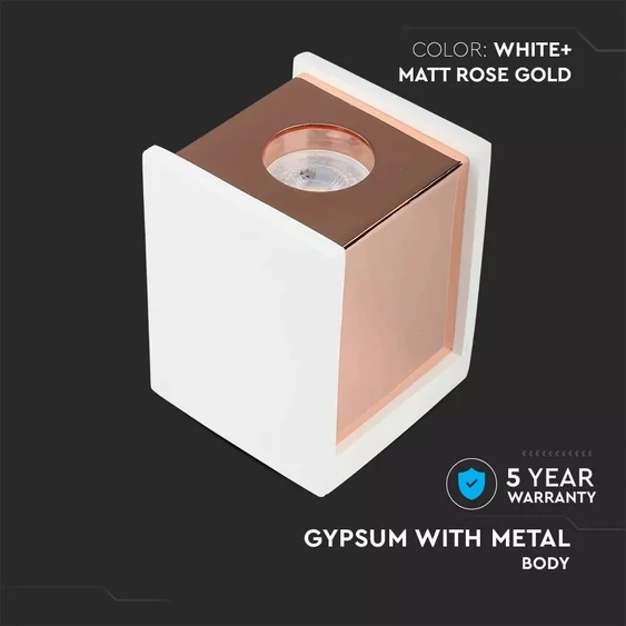 GU 10 Fitting Gypsum Surface With Matt Rose Gold Bottom Square