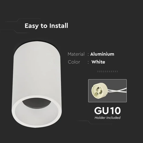 GU10 Surface Mounted Fitting White