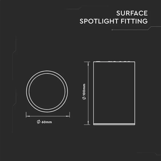V-TAC GU10 LED falon kívüli lámpatest, fehér, tartozék GU10 foglalattal, 10 cm - SKU 8948